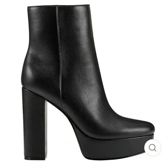 MARC FISHER RUBLIA BLACK PLATFORM SIDE ZIP ANKLE BOOT - SZ 8 - Picture 3 of 5